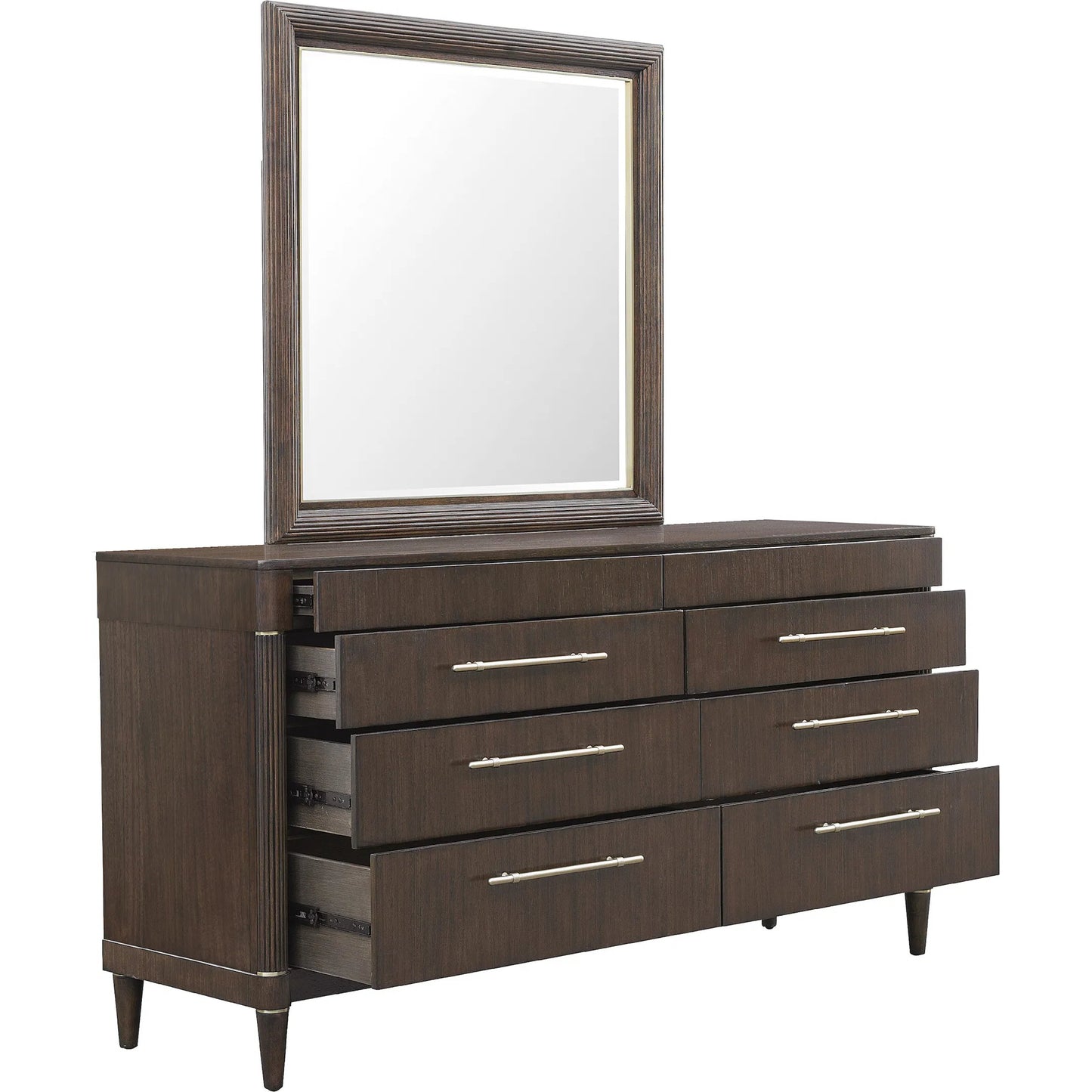 005 SI-2449345 | Additional Silo | Asher Park Dresser Mirror by Pulaski Furniture in piano brown. Made from rubberwood solids in a unique style.