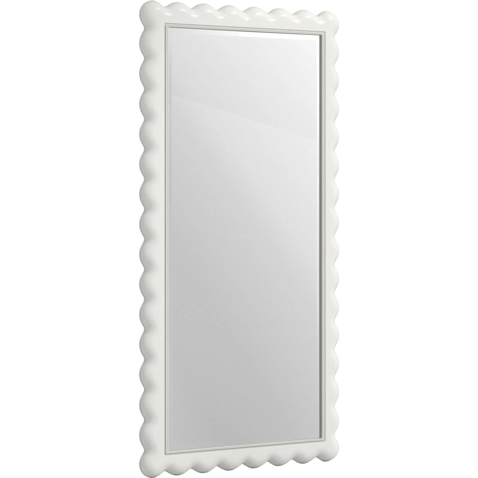 Haven Floor Mirror by A.R.T. Furniture in warm white. Made from parawood solids, oak veneer in a transitional style.