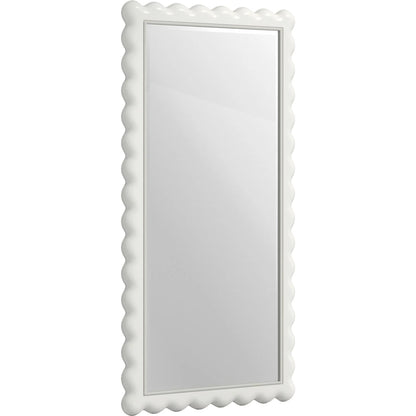 Haven Floor Mirror by A.R.T. Furniture in warm white. Made from parawood solids, oak veneer in a transitional style.