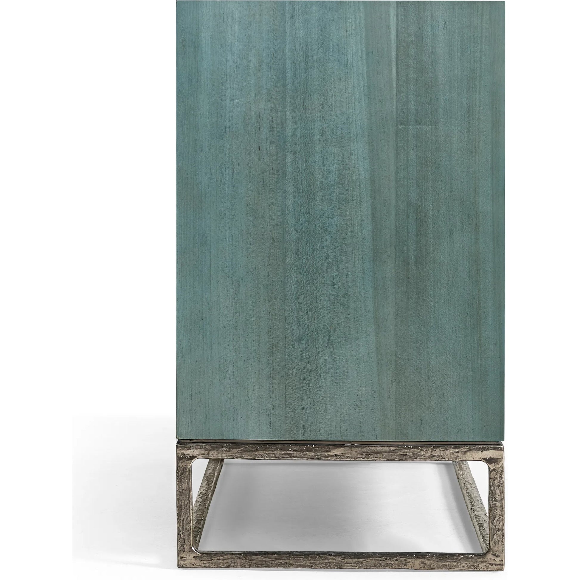 Seaglass Bunching Chest by Jonathan Charles in blue and blue straw. Made from koto veneer, stainless steel, straw in a eclectic & global style.