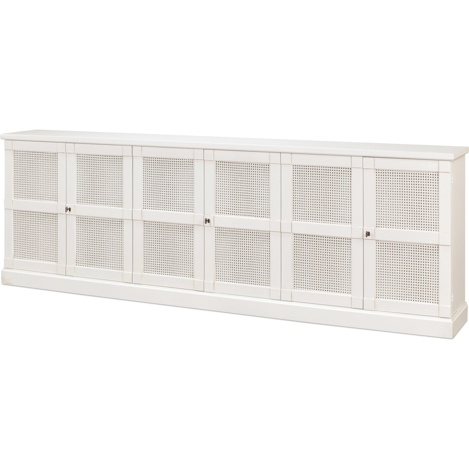 Luciana Cane 6 Door Buffet by Sarreid Ltd. in cortina white. Made from pine in a modern style.