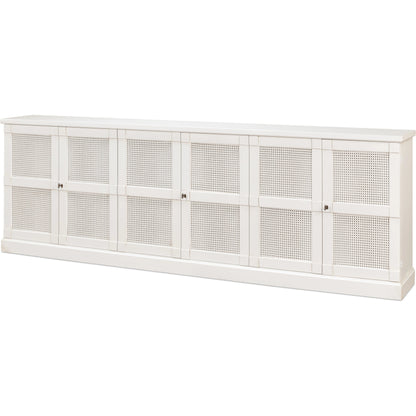 Luciana Cane 6 Door Buffet by Sarreid Ltd. in cortina white. Made from pine in a modern style.