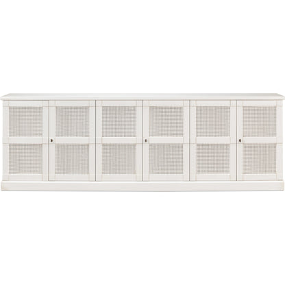 Luciana Cane 6 Door Buffet by Sarreid Ltd. in cortina white. Made from pine in a modern style.