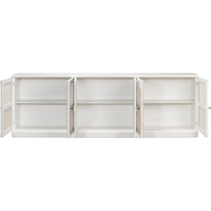 Luciana Cane 6 Door Buffet by Sarreid Ltd. in cortina white. Made from pine in a modern style.