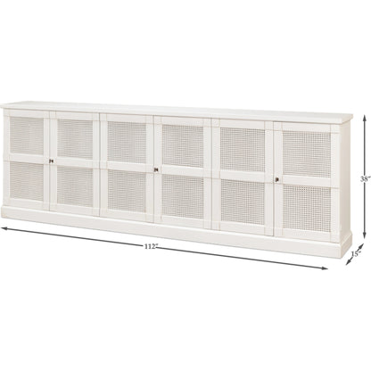 Luciana Cane 6 Door Buffet by Sarreid Ltd. in cortina white. Made from pine in a modern style.
