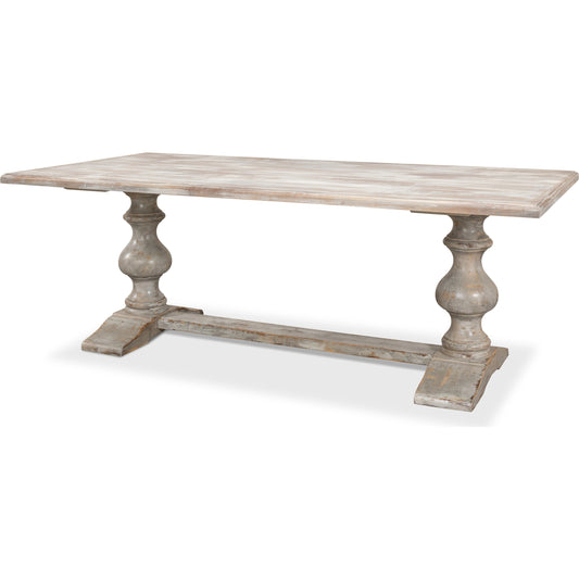 001 SI-1998659 | Additional Silo | Lionisio 84" Trestle Dining Table by Sarreid Ltd.. Made from solid poplar veneered top in a traditional style.