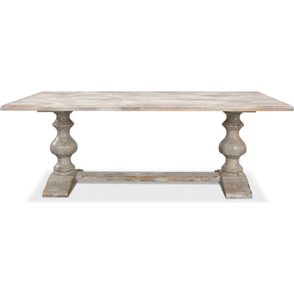 Lionisio 84" Trestle Dining Table by Sarreid Ltd.. Made from solid poplar veneered top in a traditional style.