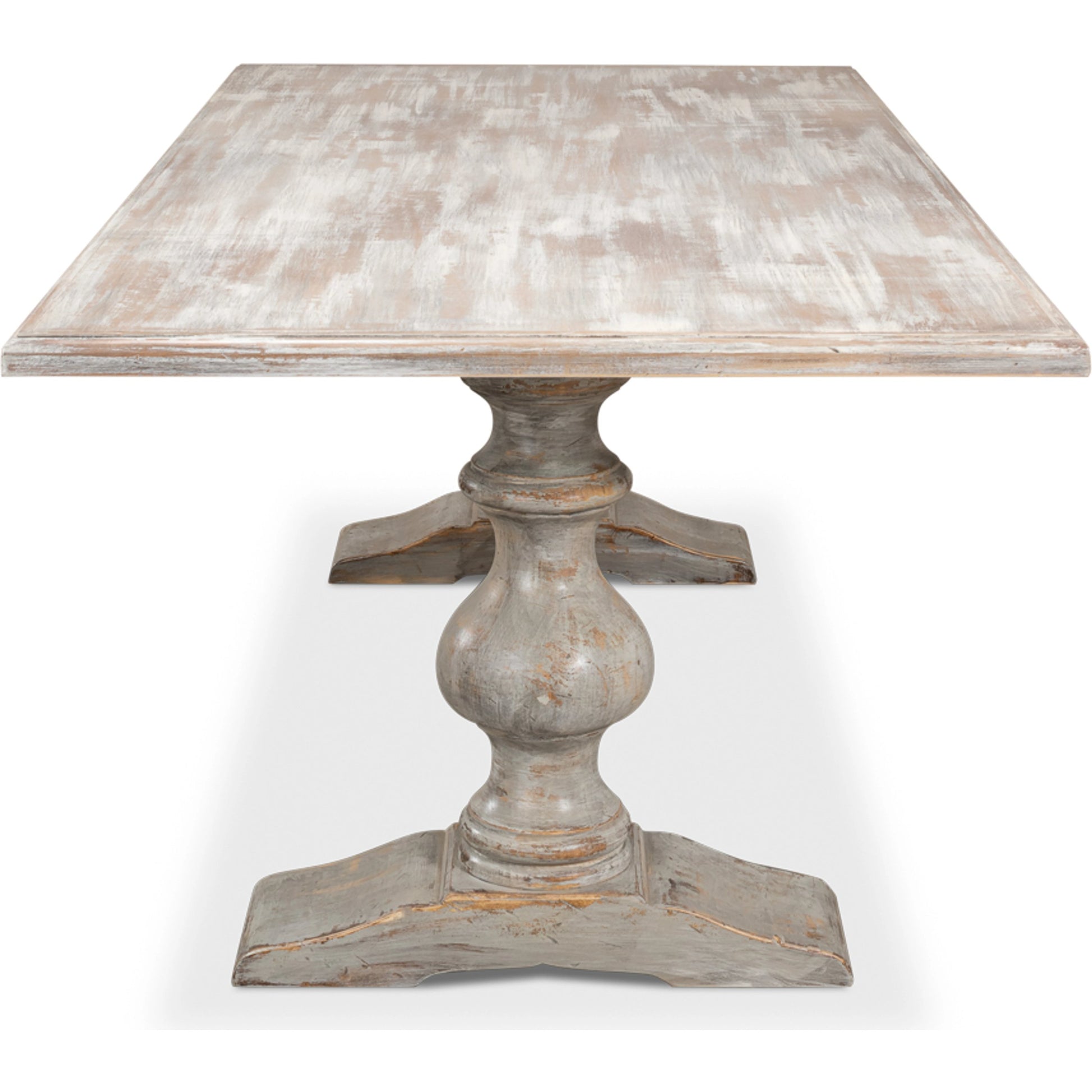 Lionisio 84" Trestle Dining Table by Sarreid Ltd.. Made from solid poplar veneered top in a traditional style.