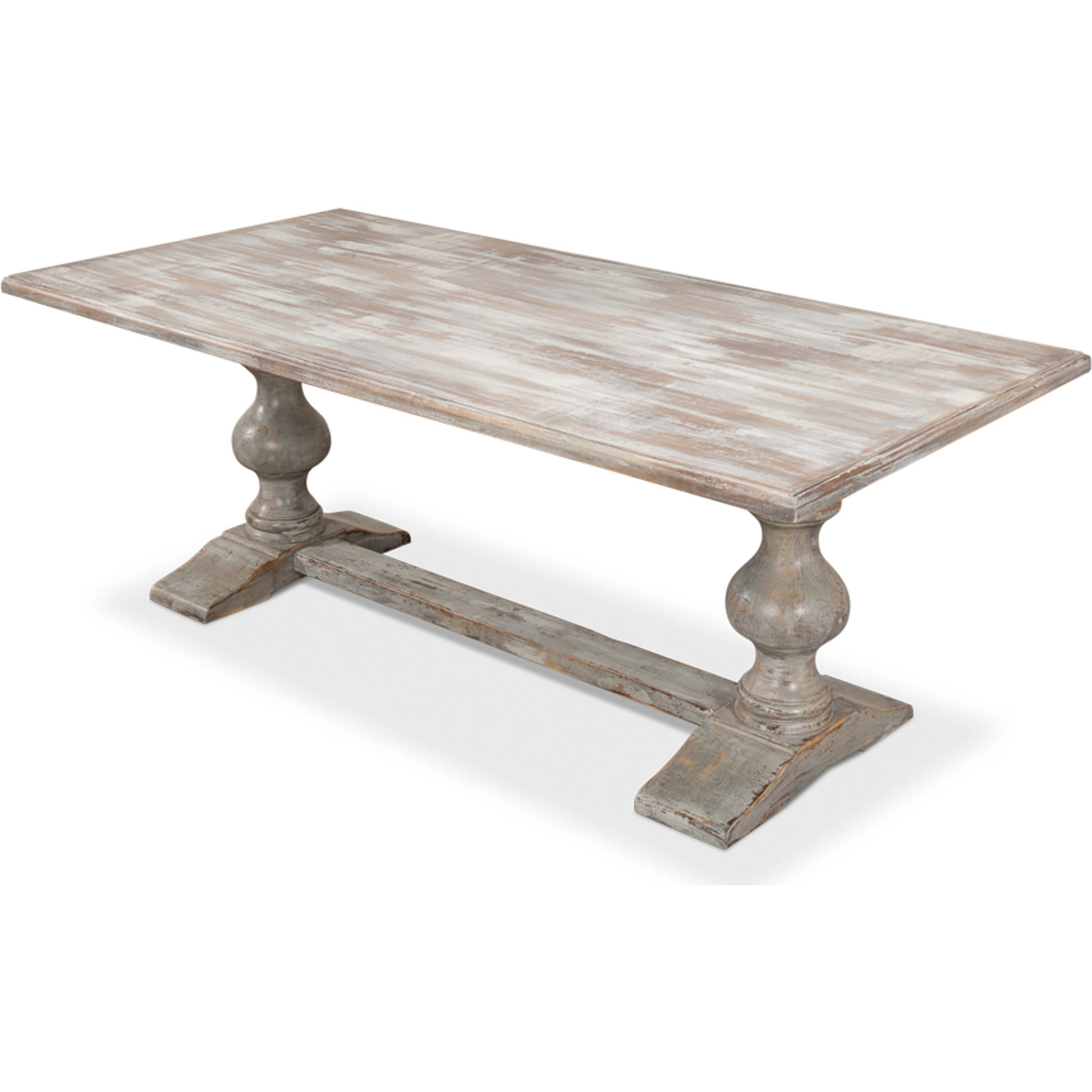 Lionisio 84" Trestle Dining Table by Sarreid Ltd.. Made from solid poplar veneered top in a traditional style.