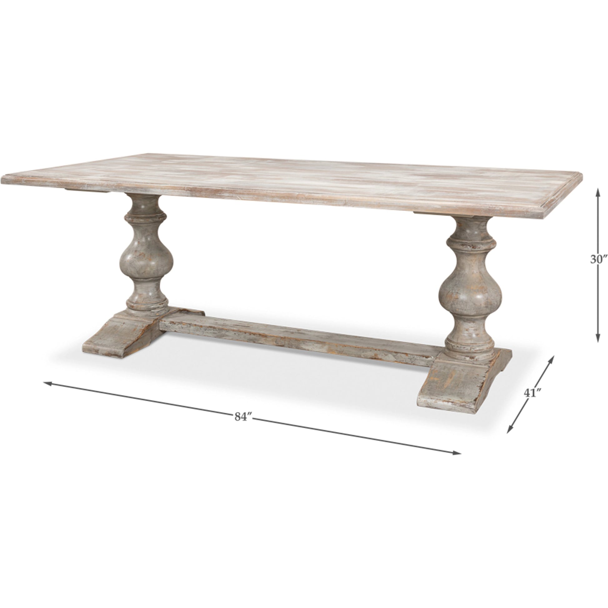 Lionisio 84" Trestle Dining Table by Sarreid Ltd.. Made from solid poplar veneered top in a traditional style.