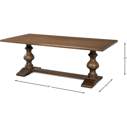 Lionisio 84" Trestle Dining Table by Sarreid Ltd.. Made from solid poplar veneered top in a traditional style.