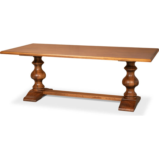 Lionisio Trestle Table by Sarreid Ltd. in brown and noce anticato. Made from unique in a unique style.