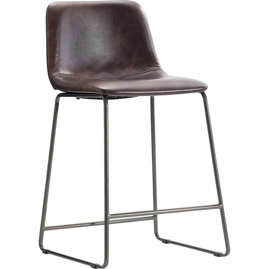 Loft Sharpe Counter Stool by Bernhardt in brown. Made from leather, metal in a unique style.