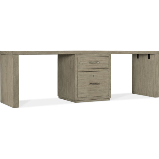 Linville Falls Desk - 96" Top-Small File and 2 Legs by Hooker Furniture in mink. Made from oak veneers in a modern style.