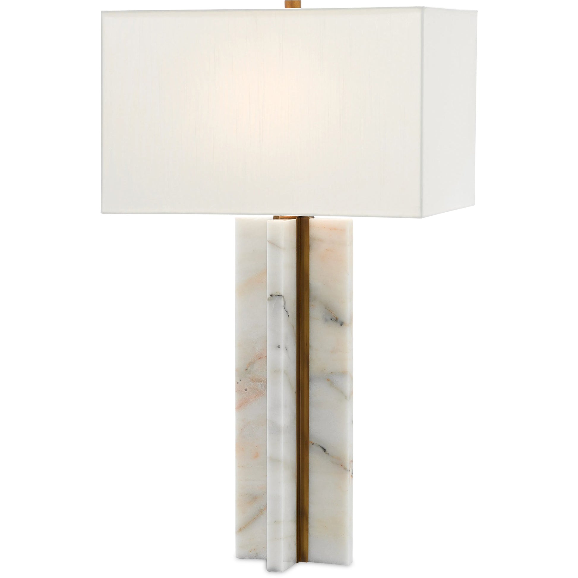 Khalil Table Lamp by Currey and Company in marble, antique brass. Made from marble, metal in a modern style.