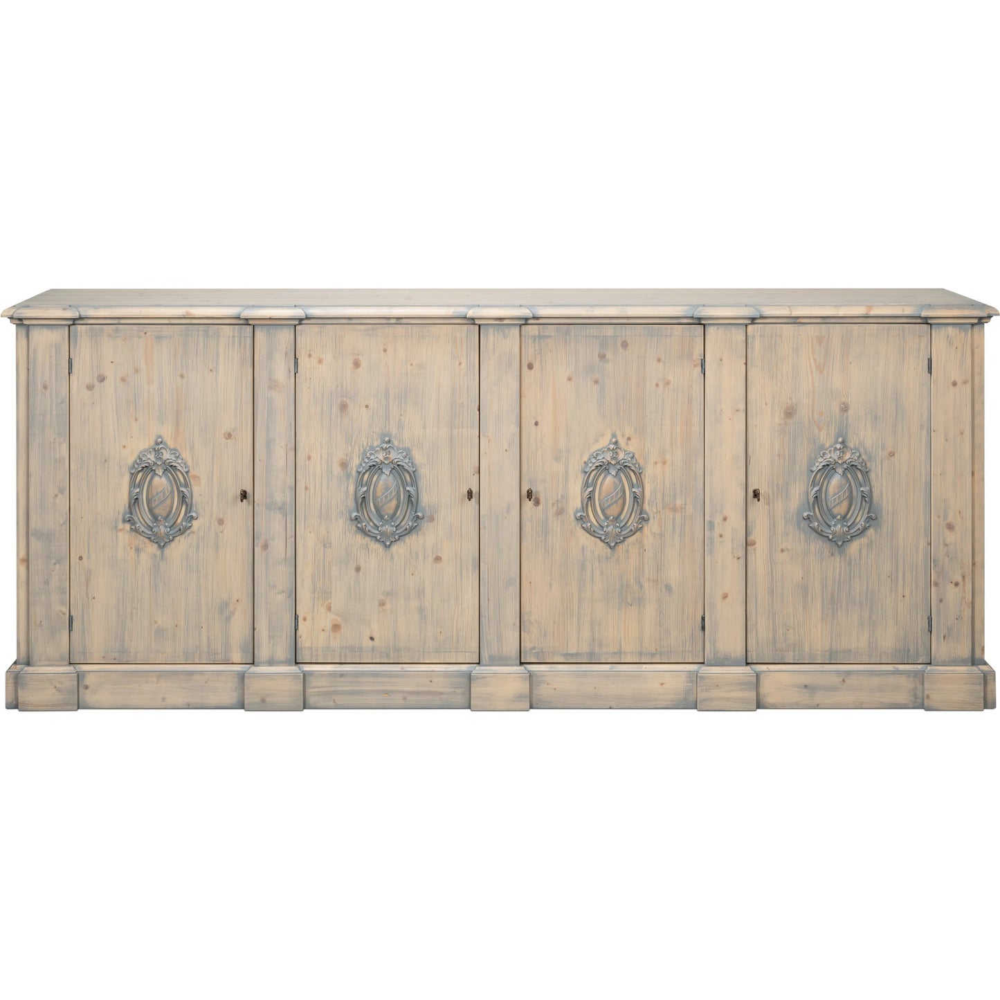 009 SI-2447885 | Additional Silo | Crested Wall Cabinet by Sarreid Ltd.. Made from solid pine, 4 adjustable shelves in a cottage & farmhouse style.