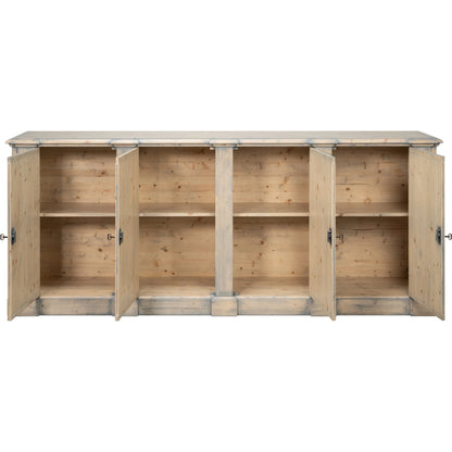 Crested Wall Cabinet by Sarreid Ltd.. Made from solid pine, 4 adjustable shelves in a cottage & farmhouse style.