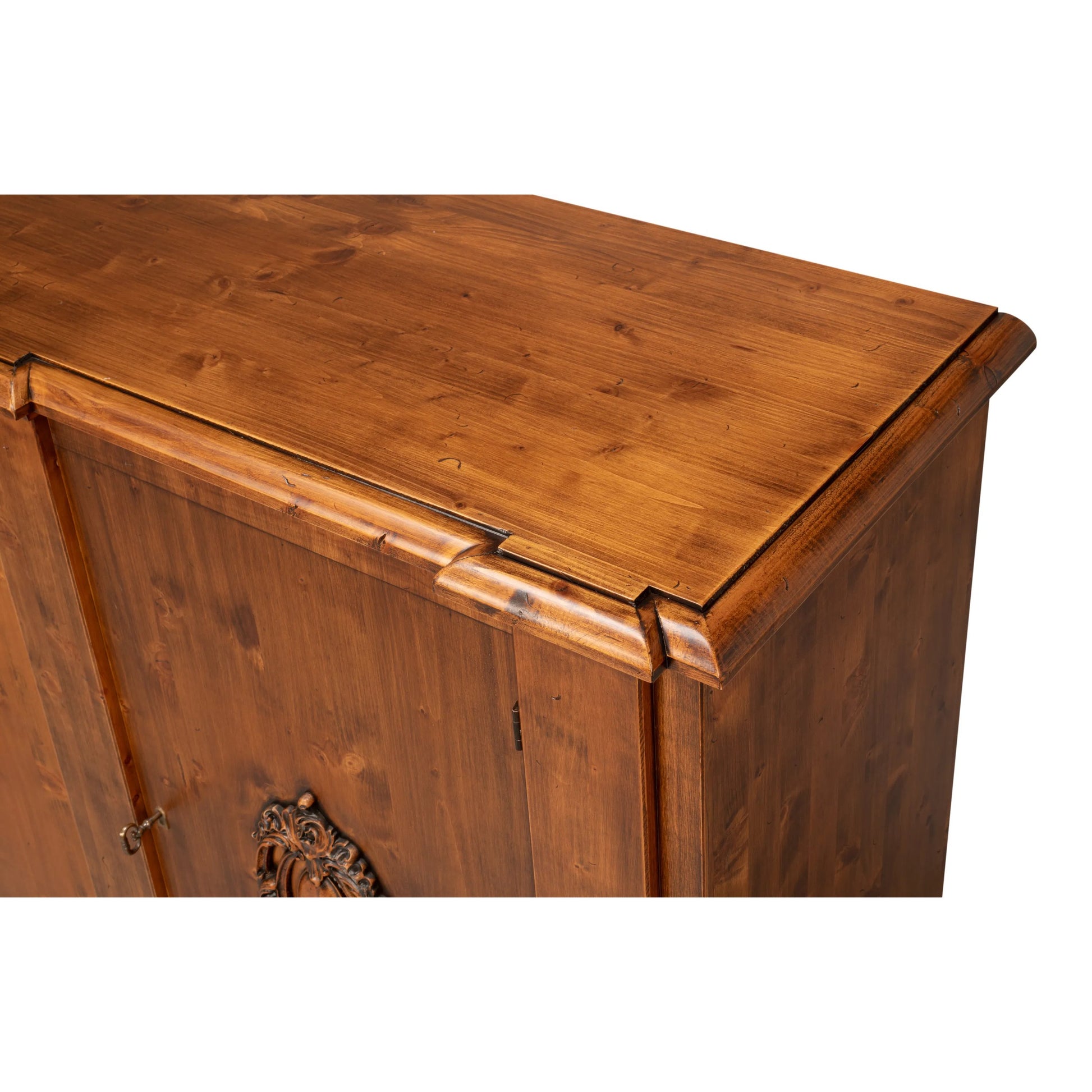 Crested Wall Cabinet by Sarreid Ltd.. Made from solid pine, 4 adjustable shelves in a cottage & farmhouse style.