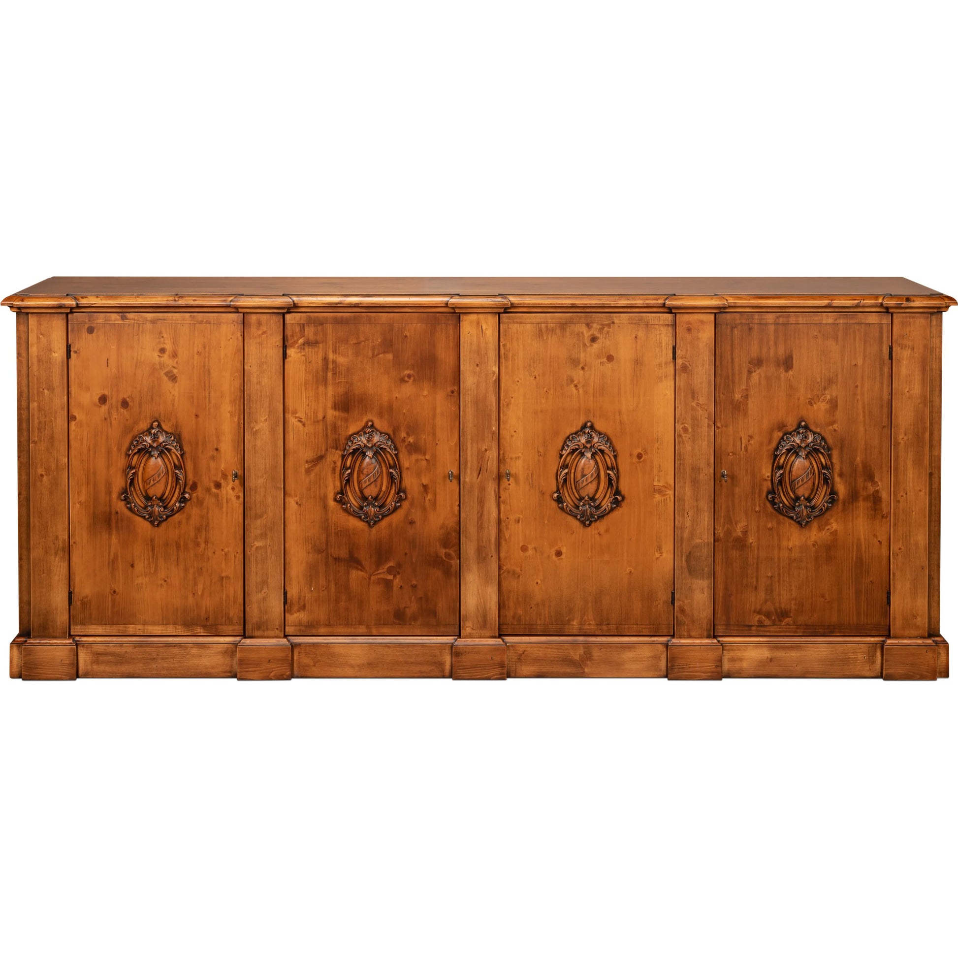Crested Wall Cabinet by Sarreid Ltd.. Made from solid pine, 4 adjustable shelves in a unique style.