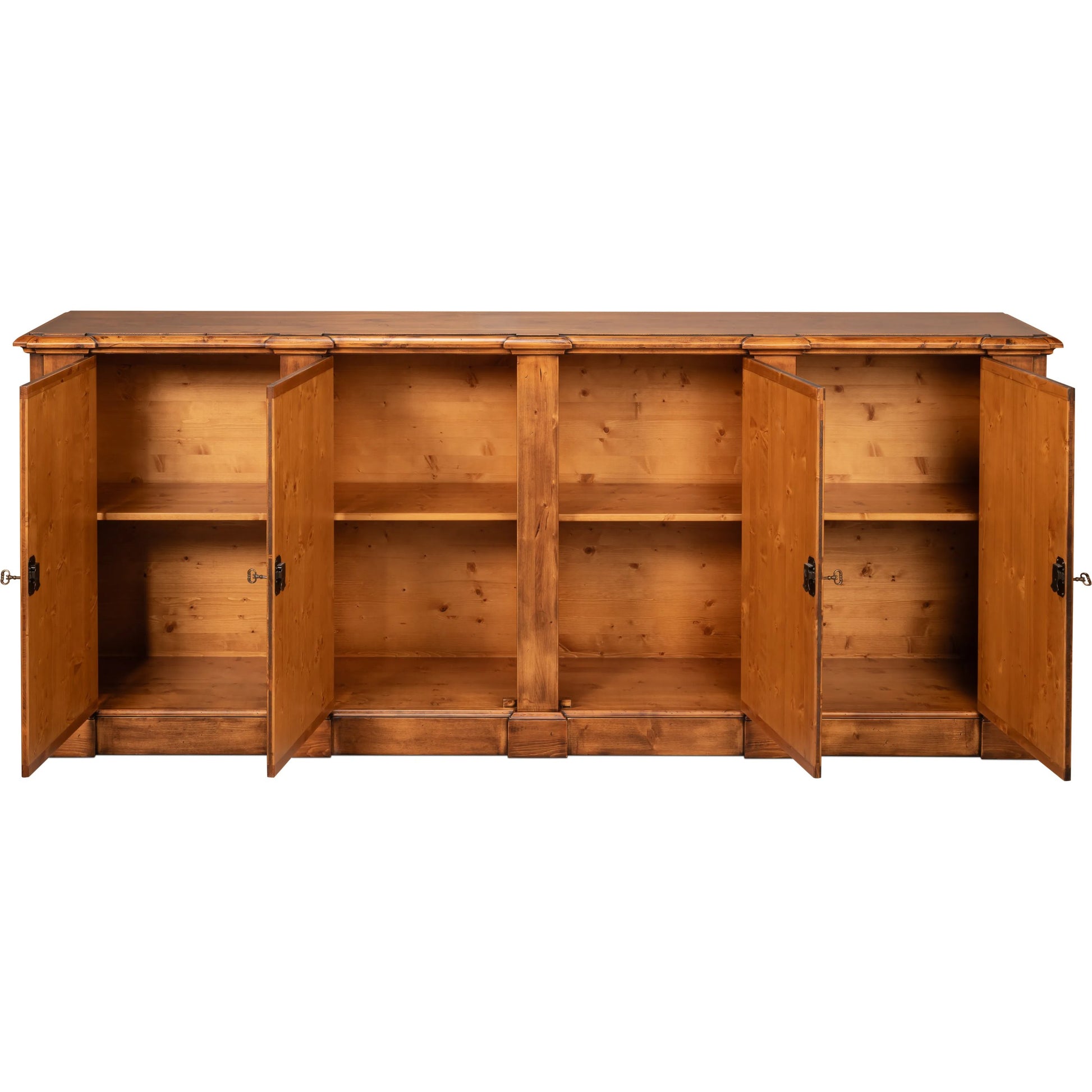 Crested Wall Cabinet by Sarreid Ltd.. Made from solid pine, 4 adjustable shelves in a cottage & farmhouse style.