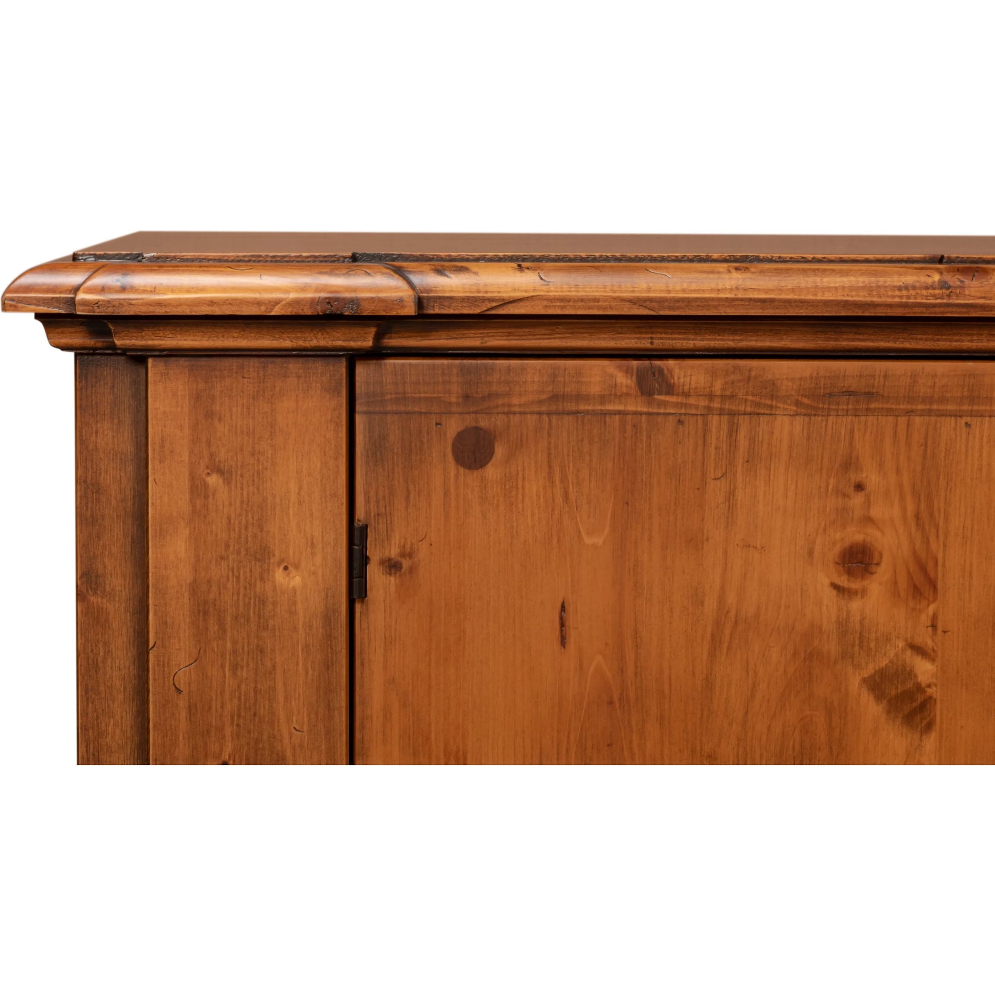 Crested Wall Cabinet by Sarreid Ltd.. Made from solid pine, 4 adjustable shelves in a unique style.