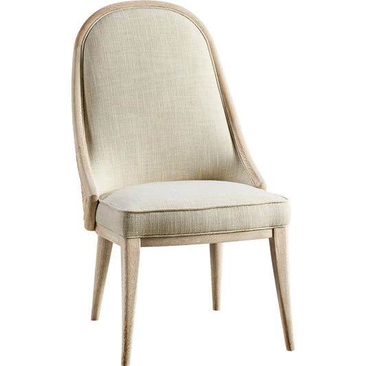 Water Basin Dining Side Chair by Jonathan Charles in whitewash oak. Made from oak, foam, fabric, grass cloth in a modern style.
