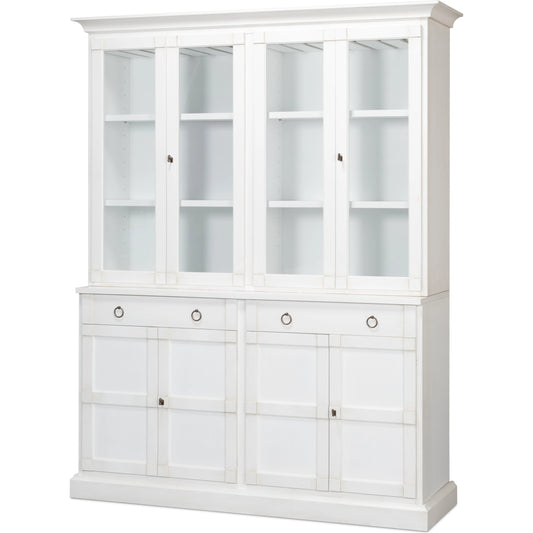 Center Media Unit & Hutch by Sarreid Ltd.. Made from solid pine in a cottage & farmhouse style.