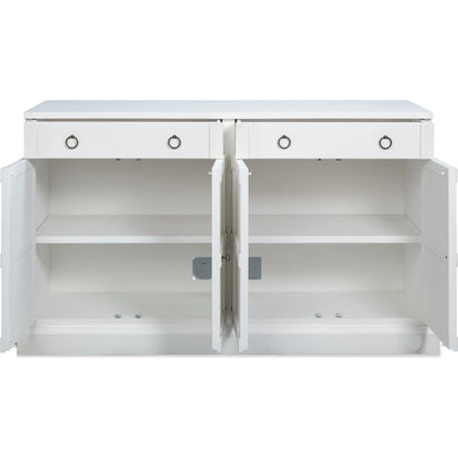 Center Media Base by Sarreid Ltd. in white and center media base. Made from unique in a unique style.