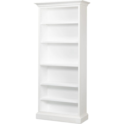 Open Shelf Bookcase by Sarreid Ltd. in cortina white. Made from solid pine in a cottage & farmhouse style.