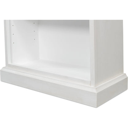 Open Shelf Bookcase by Sarreid Ltd. in cortina white. Made from solid pine in a cottage & farmhouse style.