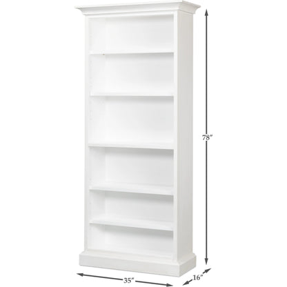 Open Shelf Bookcase by Sarreid Ltd. in cortina white. Made from solid pine in a cottage & farmhouse style.