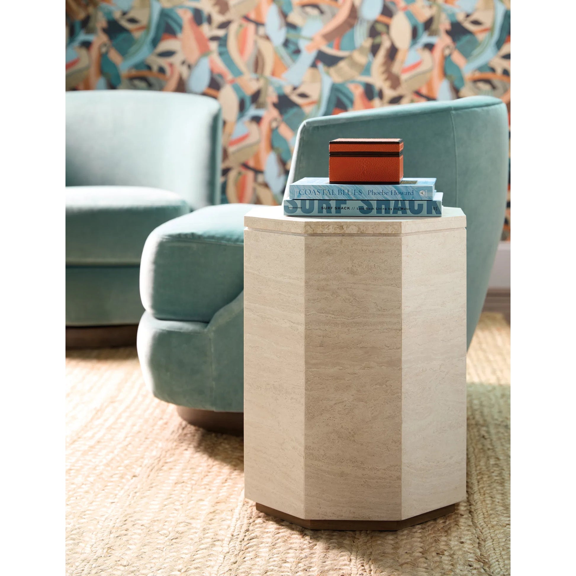 Commerce and Market Haven Spot Table by Hooker Furniture in whites, creams, beiges. Made from marble in a transitional style.
