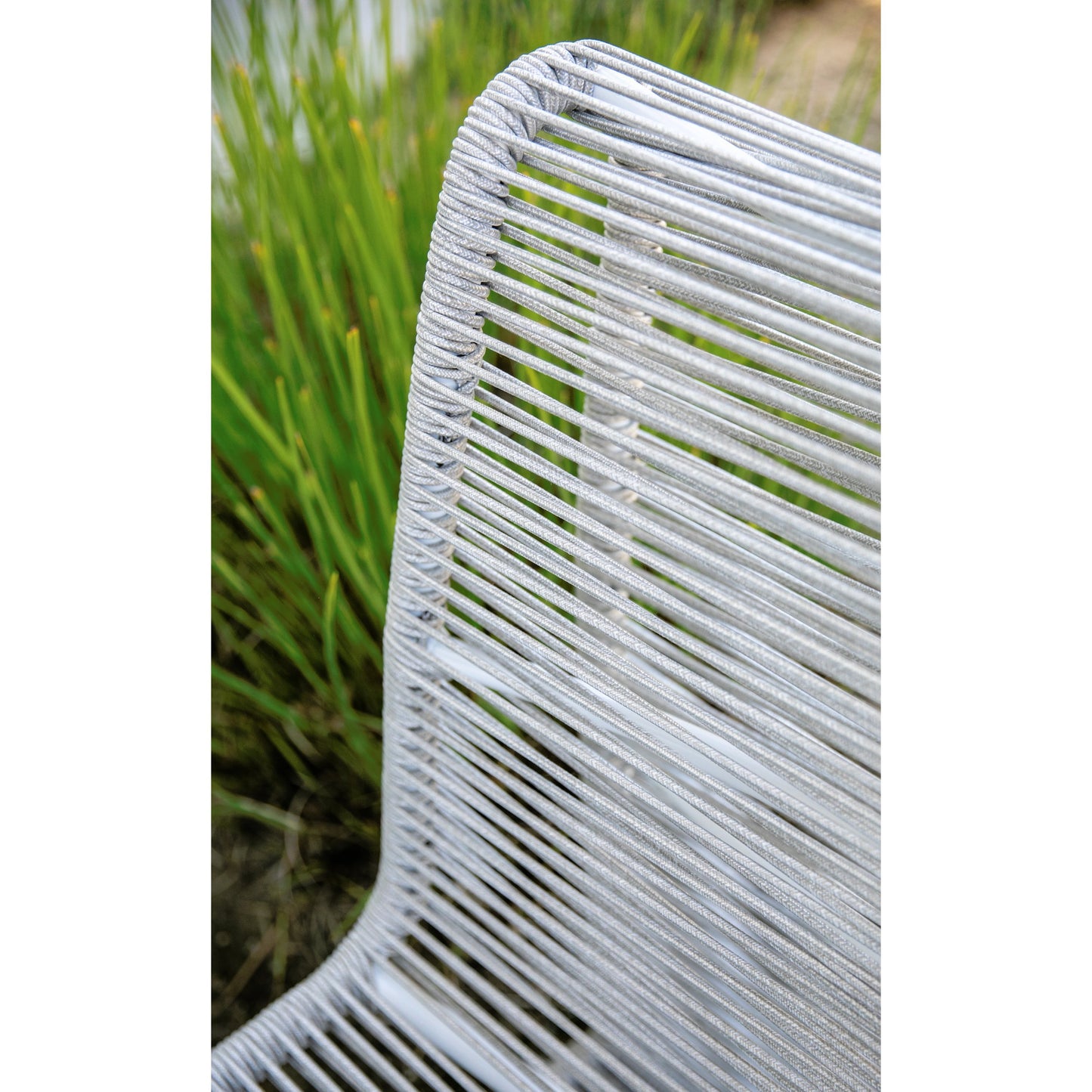 017 SI-2167074 | Closeup | Milano Outdoor Armless Club Chair by Sunset West. Made from olefin rope in a coastal style.