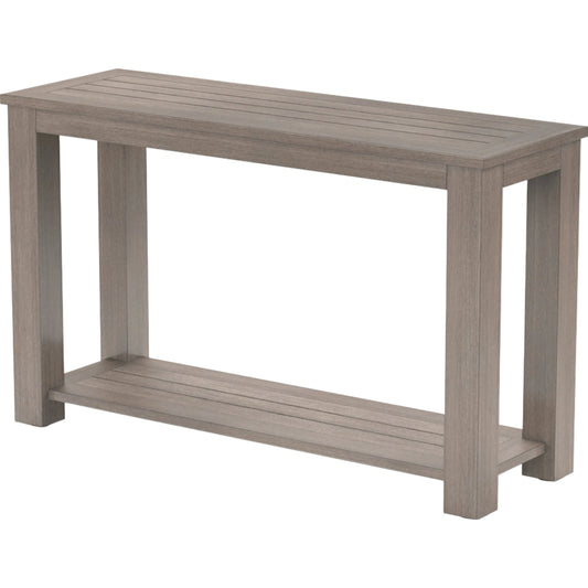Laguna Outdoor Sofa Table by Sunset West in driftwood. Made from aluminum in a modern style.