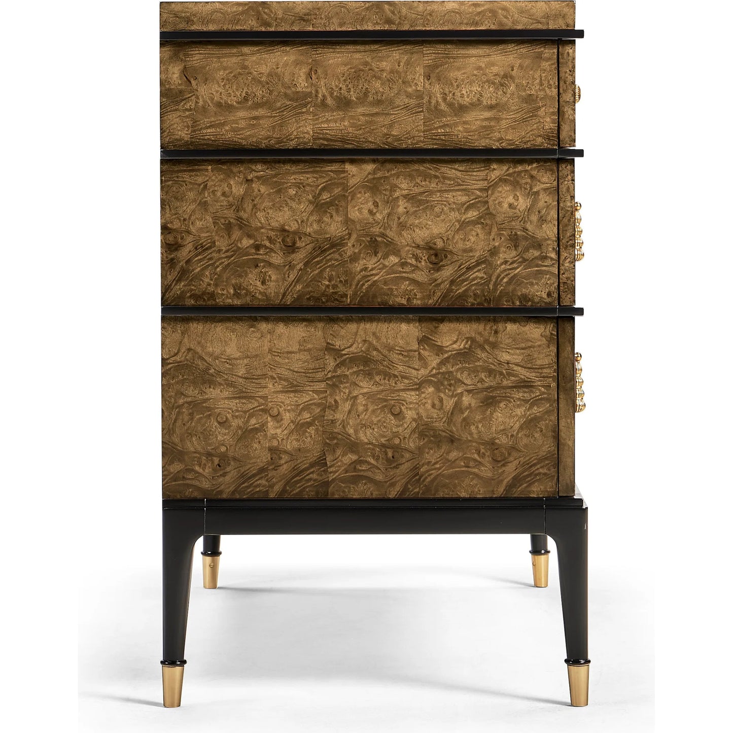 005 SI-2186339 | Additional Silo | Jacques Bachelors Chest, Brown by Jonathan Charles. Made from solid beech wood, myrtle burl veneers, brass in a modern style.