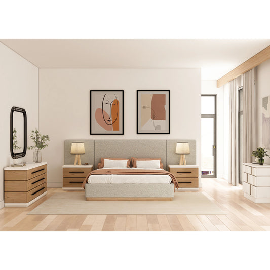 Portico Upholstered Bed with End Panel by A.R.T. Furniture in sienna. Made from parawood solids, foam, fabric in a modern style.