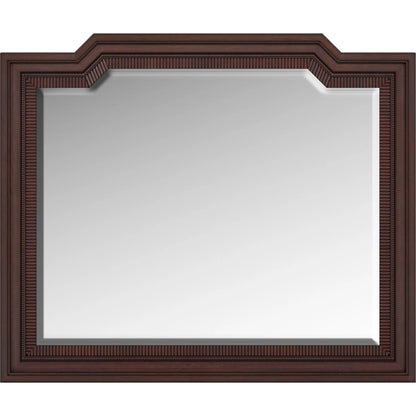 Revival Dresser Mirror by A.R.T. Furniture in brown and napa mahogany. Made from rubberwood solids, glass, resin in a traditional style.