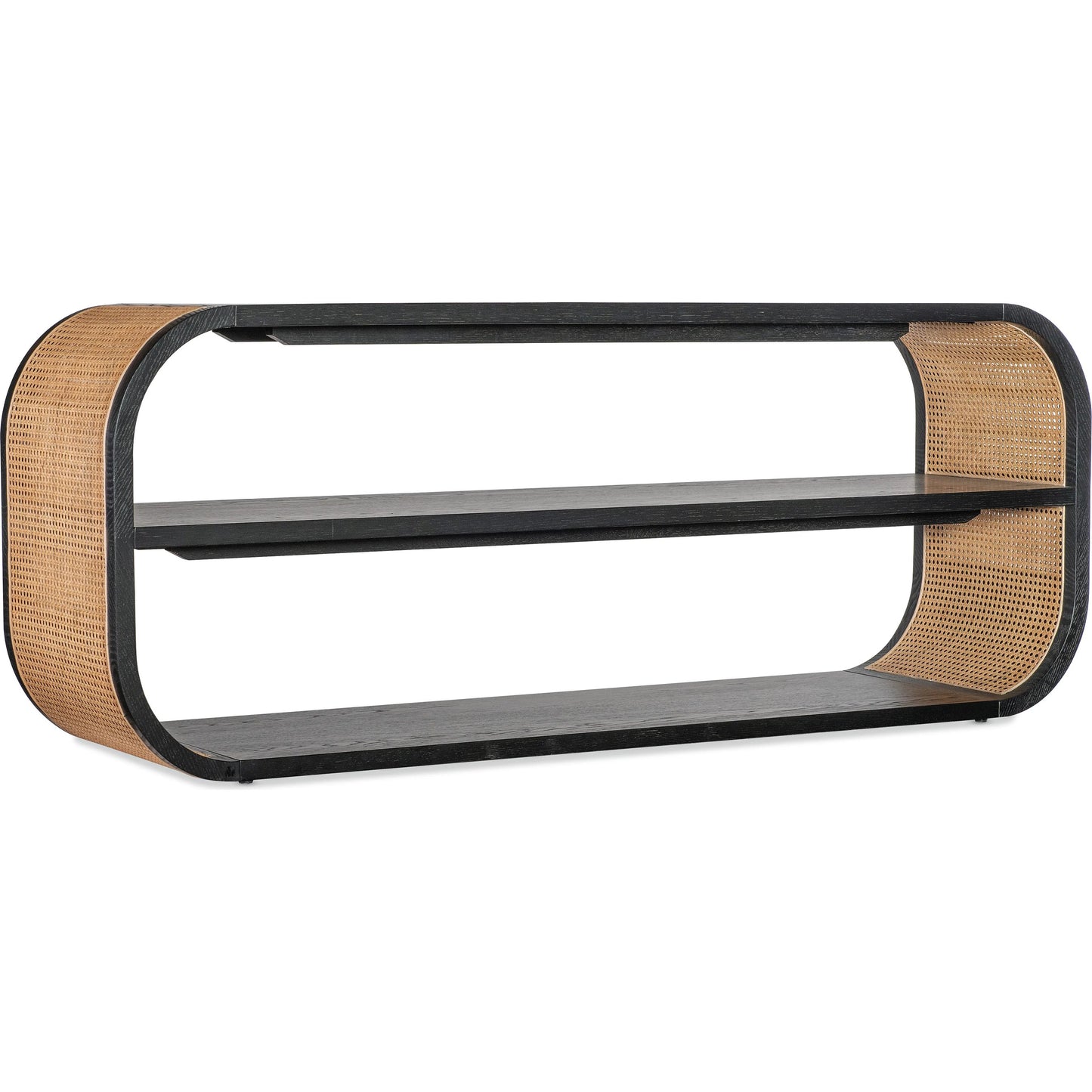 001 SI-2193363 | Primary Silo | Cain Console Table by Hooker Furniture in black finish with brown cane accents. Made from unique in a rustic style.