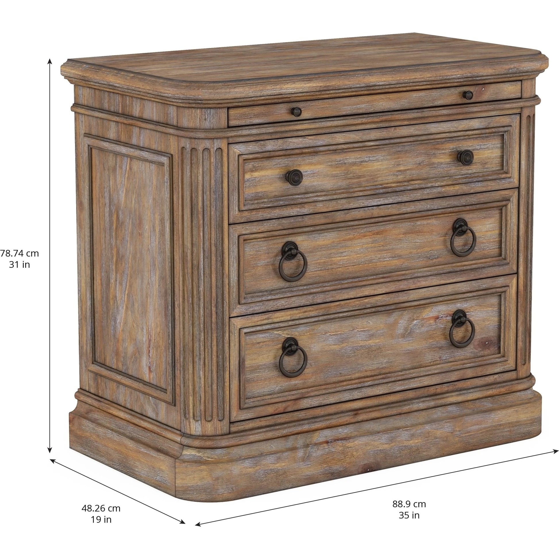 Architrave Nightstand by A.R.T. Furniture in almond. Made from pine solids and veneer, metal in a traditional style.