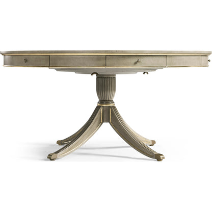 Timeless Solar Spider Leg Pedestal Dining Table by Jonathan Charles in sun bleached cherry. Made from cherry, brass in a modern style.