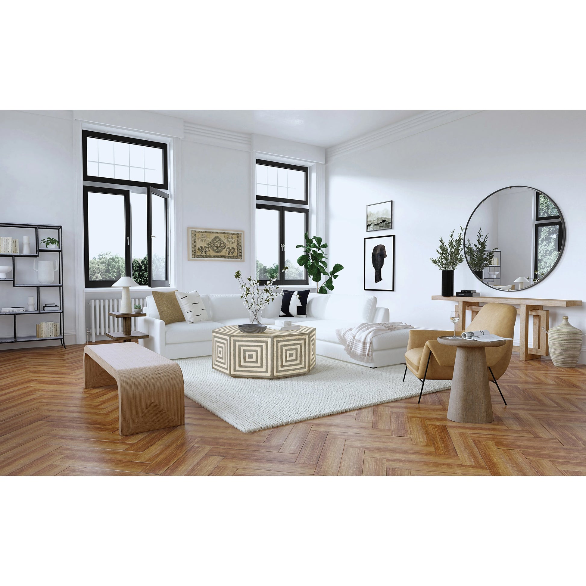 Commerce & Market Modern Console by Hooker Furniture in light wood. Made from clean acacia solids in a coastal style.