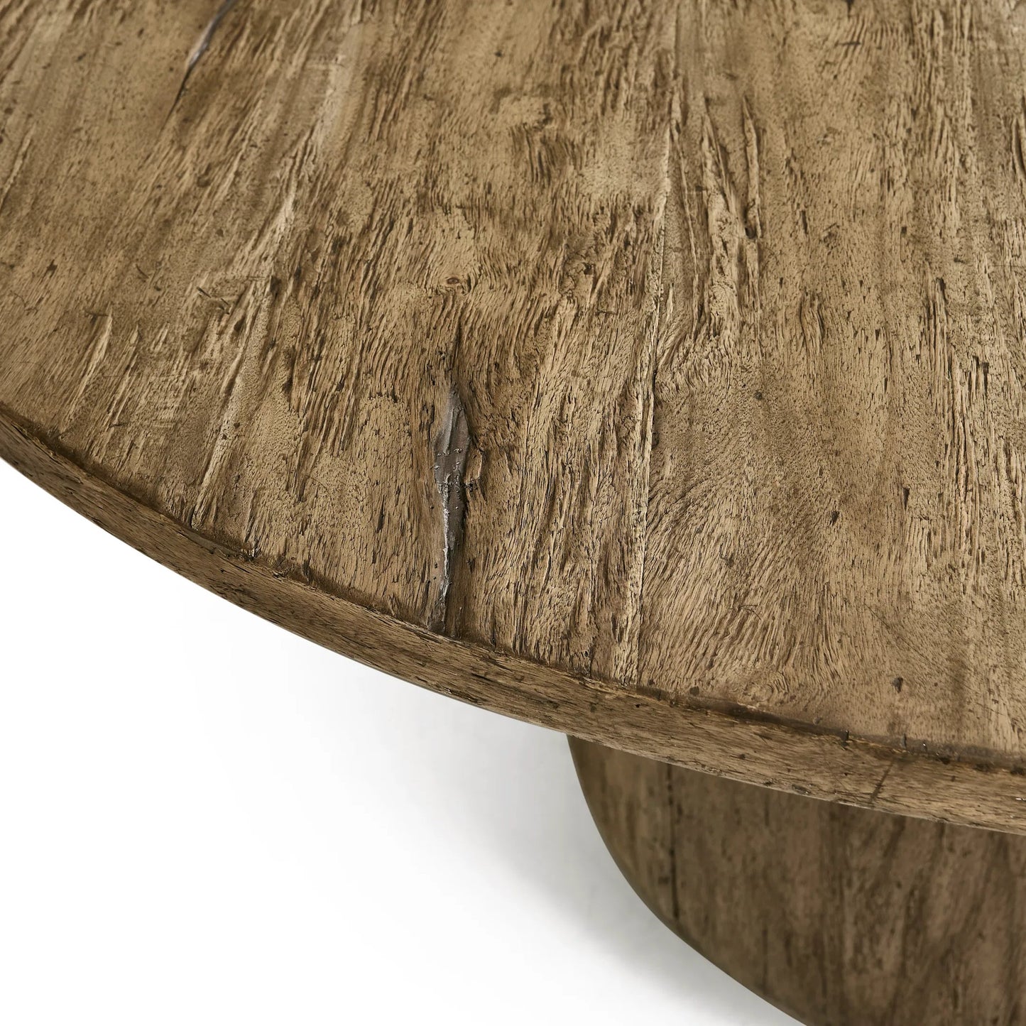 006 SI-2462570 | Closeup | 60" Stone Ridge Round Dining Table by Jonathan Charles in tully light acacia. Made from acacia in a transitional style.