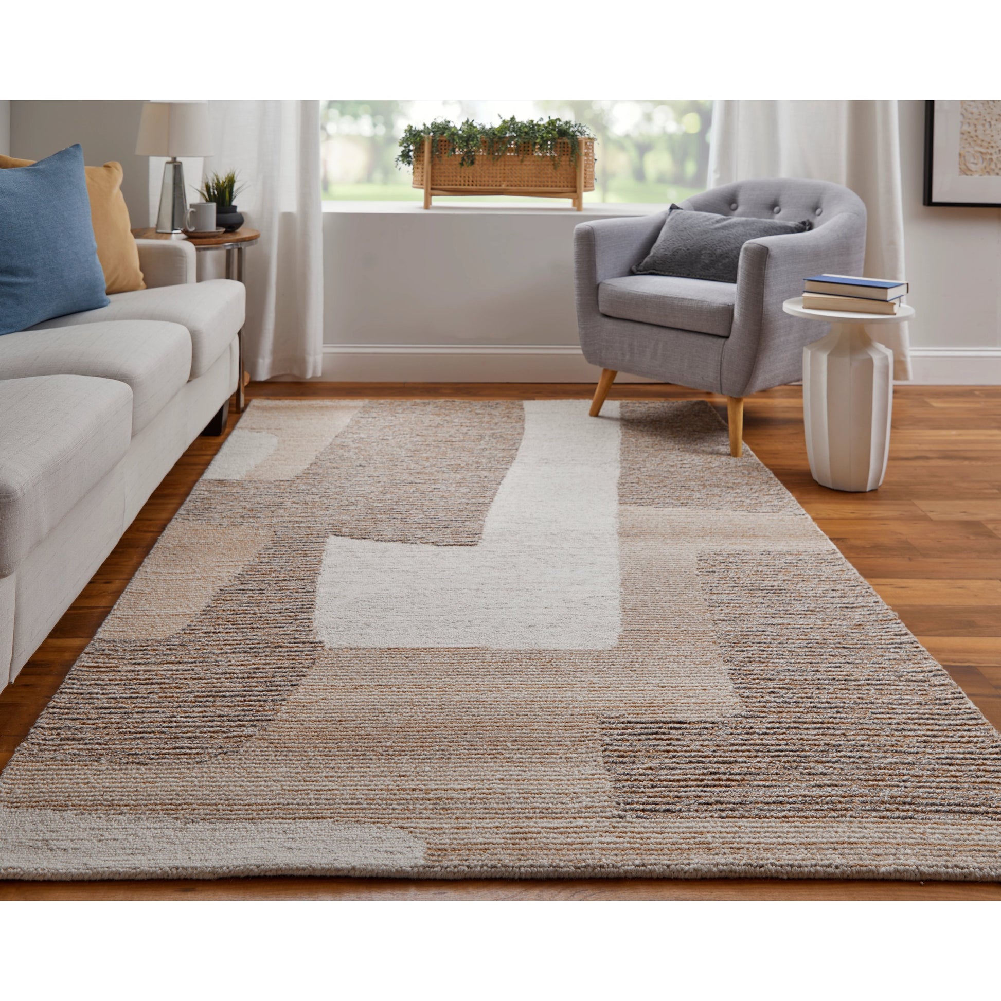 Pollock Rug - 8953F by Feizy in brown, tan, ivory. Made from wool, nylon in a unique style.