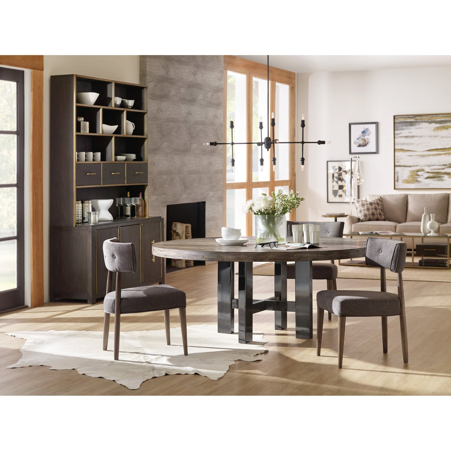 004 SI-1748797 | Lifestyle | Curata Upholstered Chair by Hooker Furniture in grey and mountain modern, graphite. Made from fabric in a modern style.