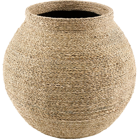 Raine Basket by Surya in natural and lacquered. Made from paper, seagrass in a unique style.