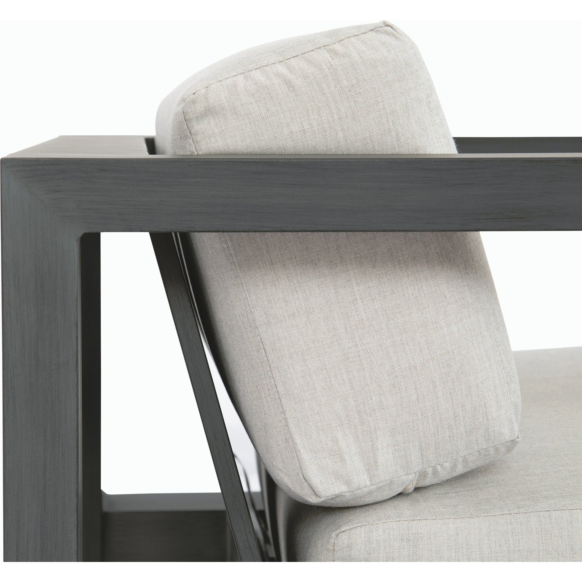 Redondo Outdoor Club Chair by Sunset West in slate. Made from aluminum in a modern style.