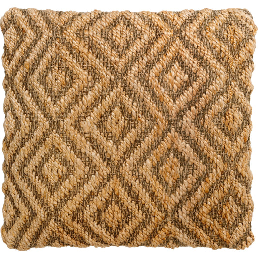Rajkot Pillow - 479609 by Surya in beige, taupe, sand, wheat, charcoal. Made from front: 100% jute, back: 100% cotton in a modern style.