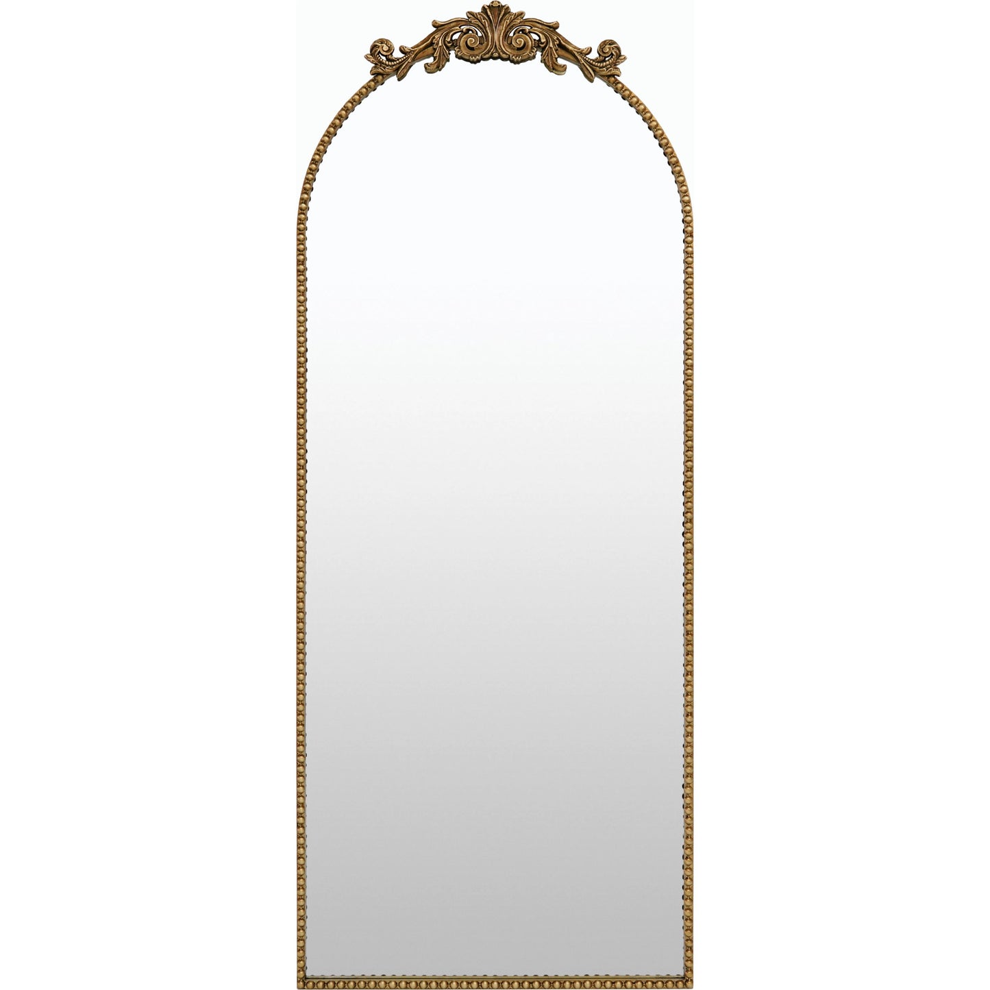 001 SI-2165531 | Primary Silo | Aarlen Arch Full Length Mirror by Surya in gold and antiqued. Made from iron in a traditional style.