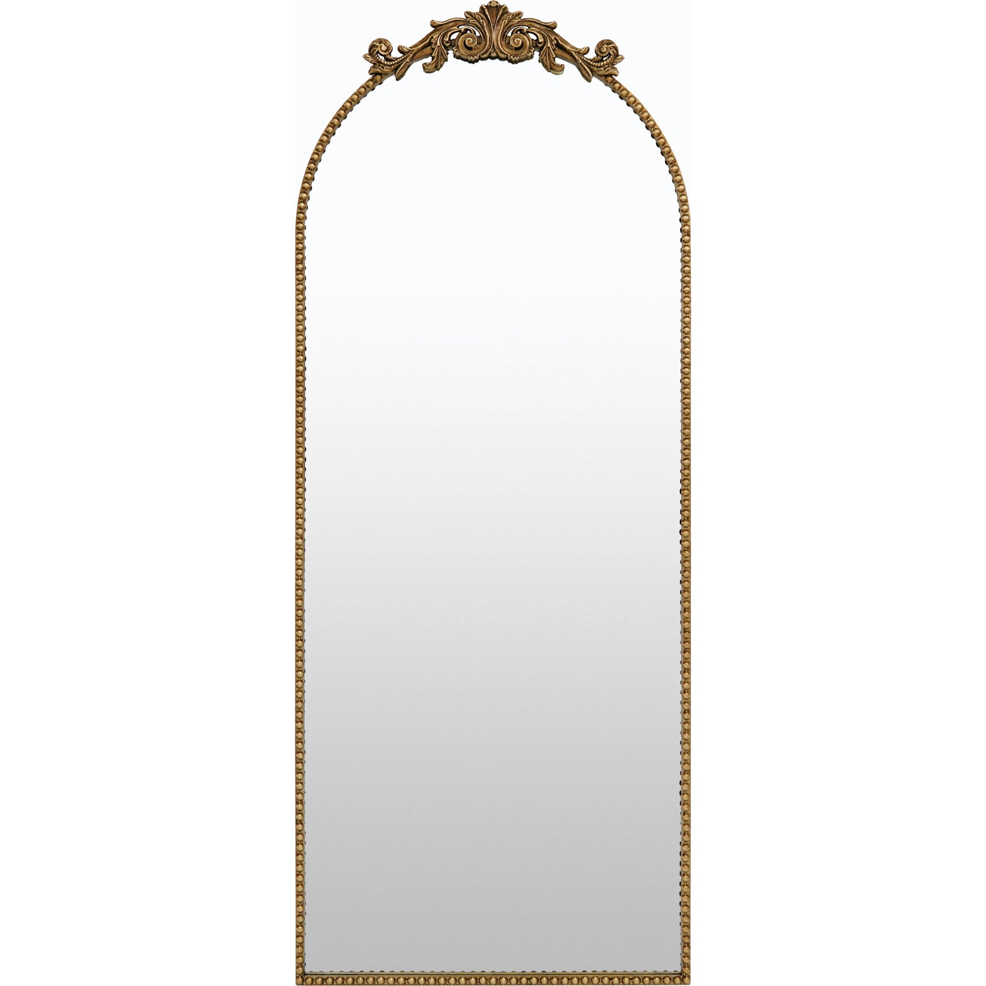 Aarlen Arch Full Length Mirror by Surya in gold and antiqued. Made from iron in a traditional style.