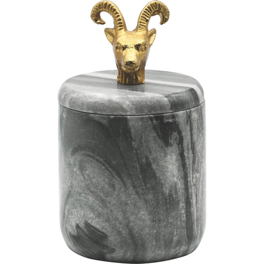 Rammy Black Marble Container by Worlds Away. Made from marble, brass in a unique style.